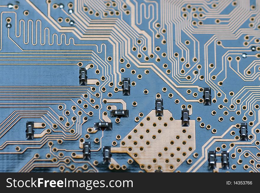 Circuit picture with details and light effects.