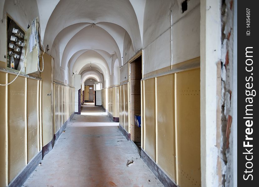 Dirty, old, abandoned hospital corridor. Dirty, old, abandoned hospital corridor