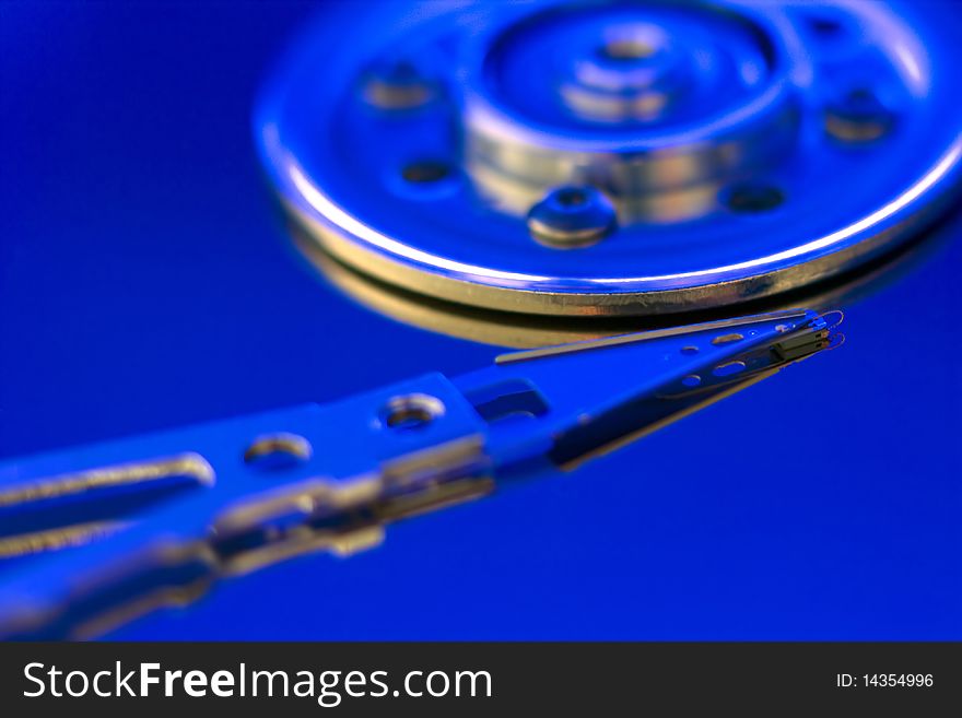 Head of hard drive disc macro view