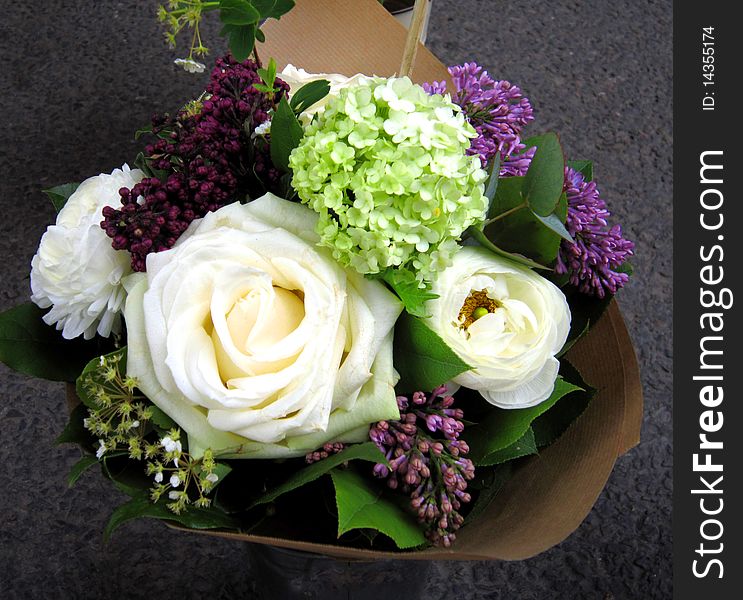 White Roses And Colorful Flowers Bouquet