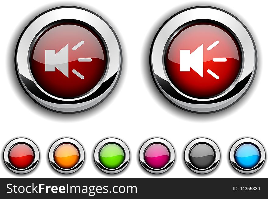 Sound realistic buttons. Set of illustration. Sound realistic buttons. Set of illustration.