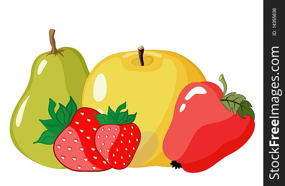 Set of fruit from apples, strawberry and pear. Set of fruit from apples, strawberry and pear