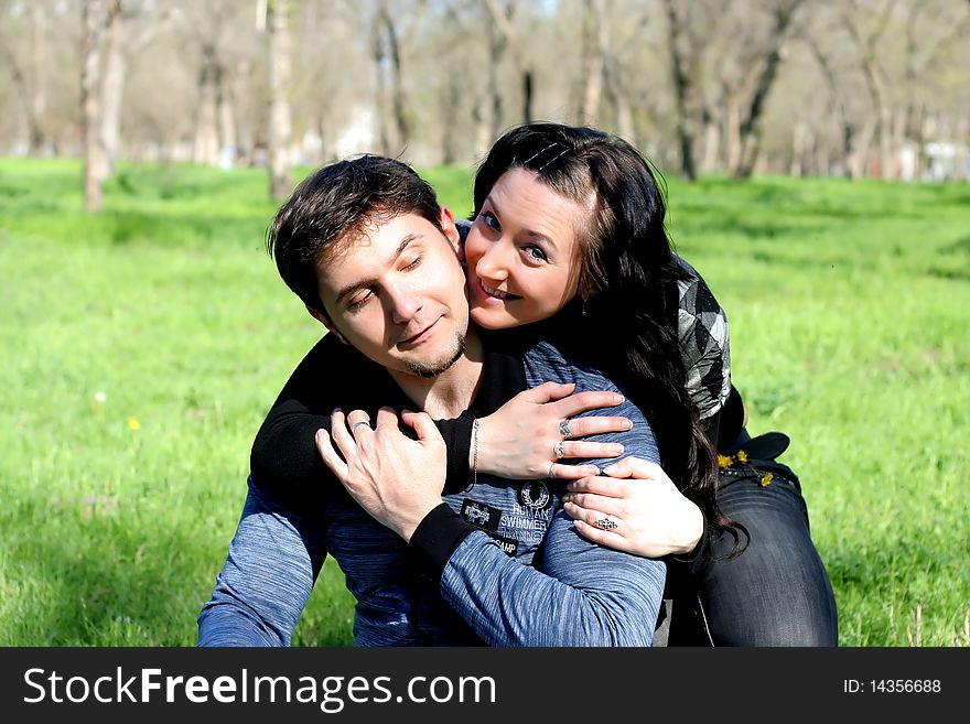 Couple in love on the grass