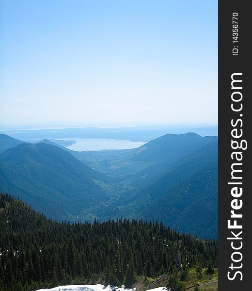 Looking down at the hood canal from the Olympic mountains. Looking down at the hood canal from the Olympic mountains