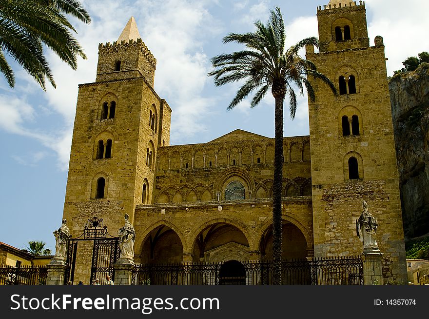 People visiting the cathedral of Cefalu. People visiting the cathedral of Cefalu