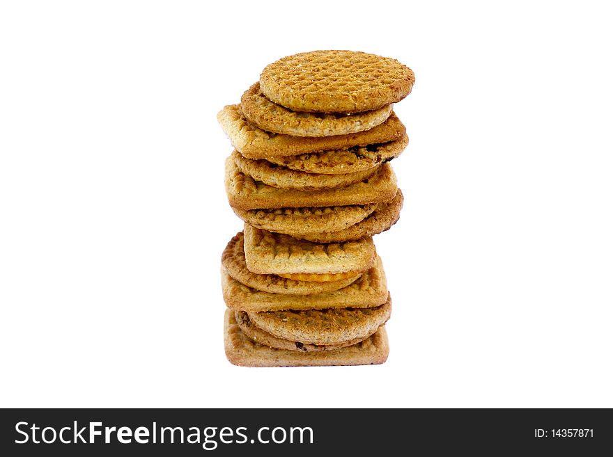 Oaten biscuits isolated on white background