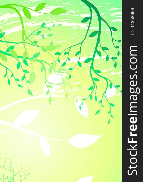 Abstract Summer Background With Green Branches