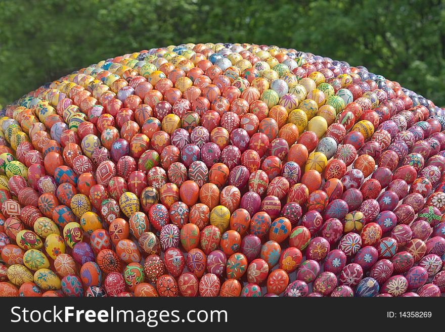 Colorful hand painted easter eggs background