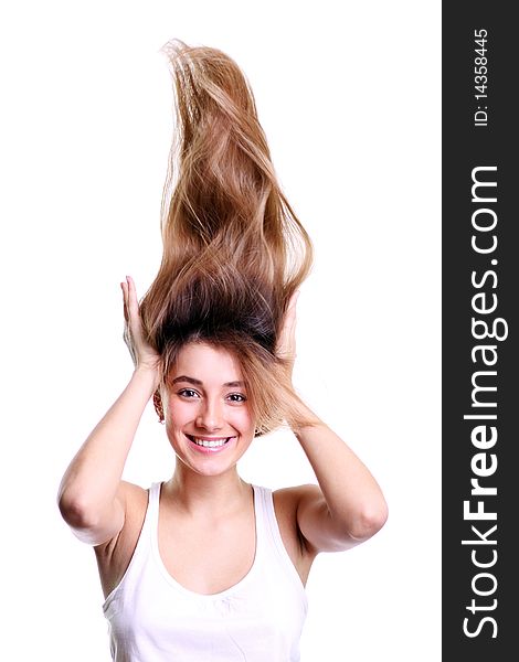 Portrait of model with beautiful hair