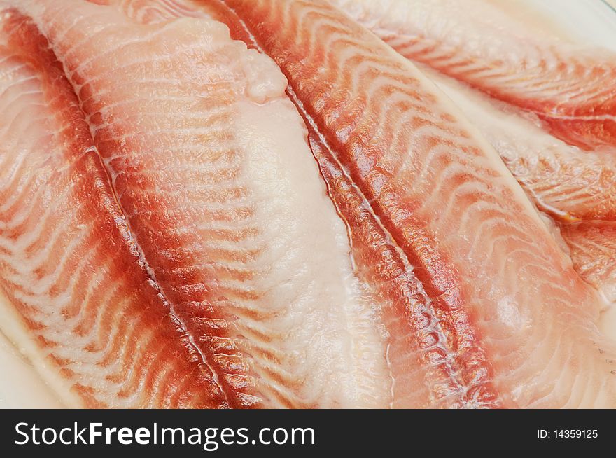 Close-up on a fresh fillet fish.