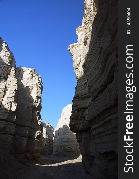 White limestone canyon in Judea desert near Dead Sea, Israel. White limestone canyon in Judea desert near Dead Sea, Israel.