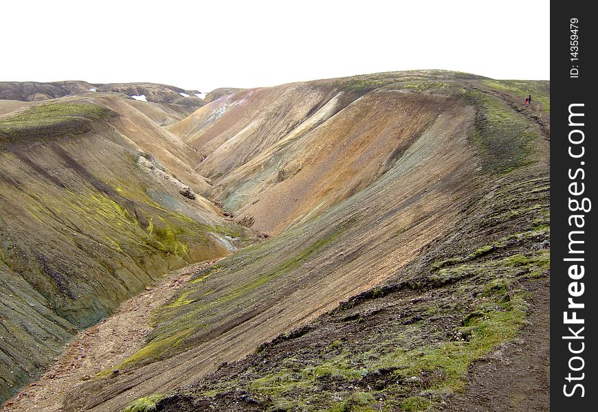 The upper part of Landmannalaugar trek in Iceland in the summer. The upper part of Landmannalaugar trek in Iceland in the summer.