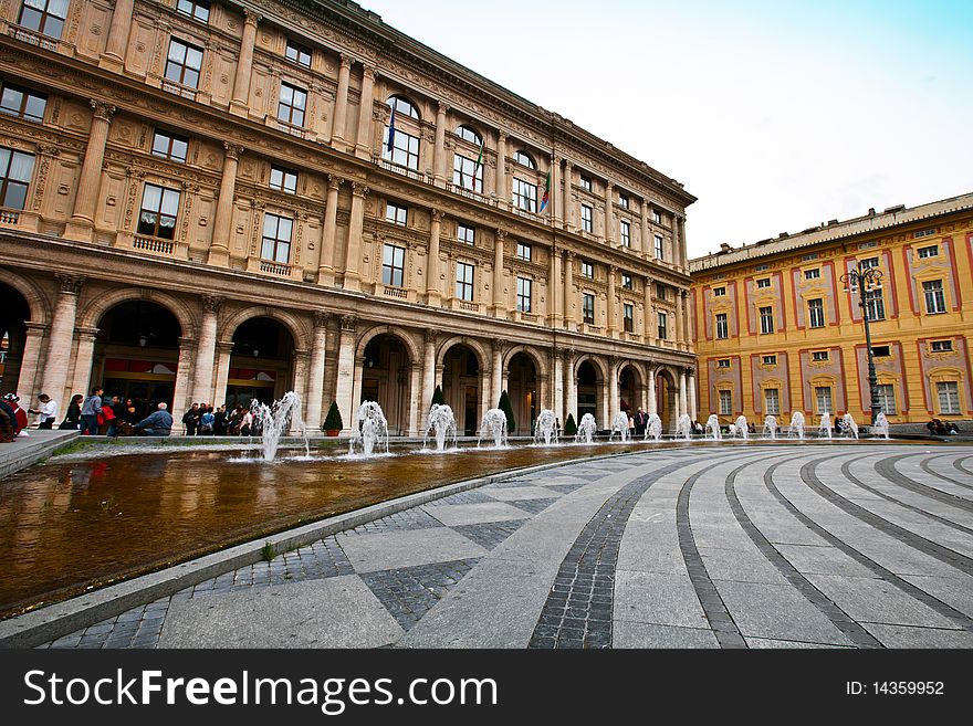 The central square of Genoa, Italy