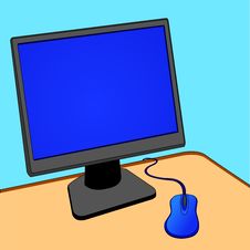 Computer Monitor And Mouse Royalty Free Stock Image