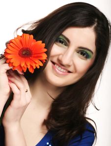 Young Woman With Gerber Flower Royalty Free Stock Image