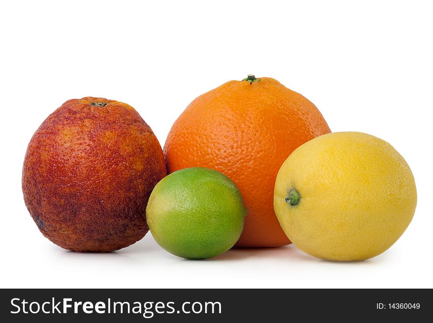 Arrangement of citrus fruit, Isolated on white background