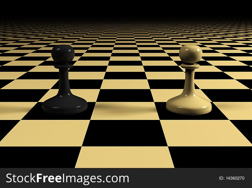 Two pawns on a huge chessboard