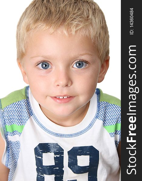 Beautiful blond toddler with big blue eyes. Beautiful blond toddler with big blue eyes