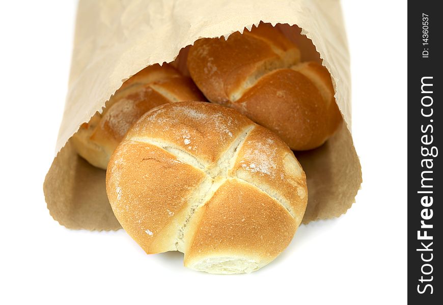 Bread rolls isolated against a white background