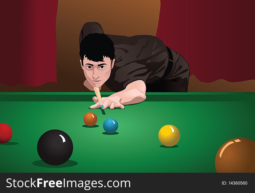 An image of a man leaning down on a snooker table and aiming his cue in preparation to pocket a ball. An image of a man leaning down on a snooker table and aiming his cue in preparation to pocket a ball