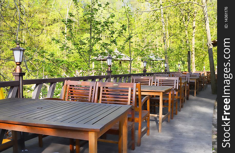 Old-fashioned outdoor cafe, summer park