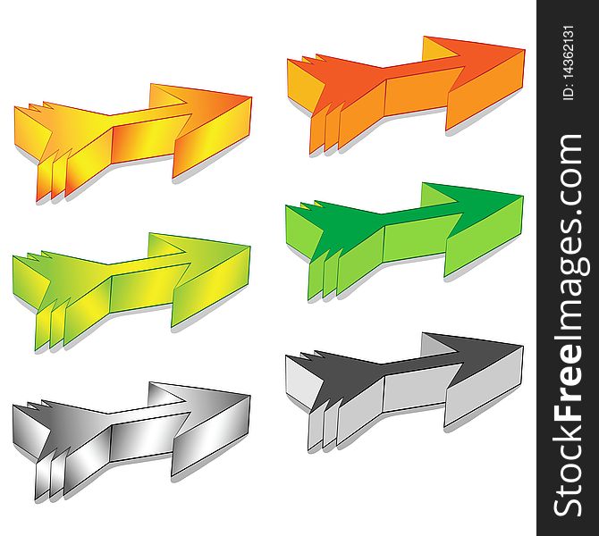 Illustration with the image of multi-coloured arrows 3D. Illustration with the image of multi-coloured arrows 3D.