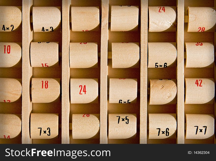 This close-up shot of a wooden abacus was taken using natural sunlight in a market in France. This close-up shot of a wooden abacus was taken using natural sunlight in a market in France.