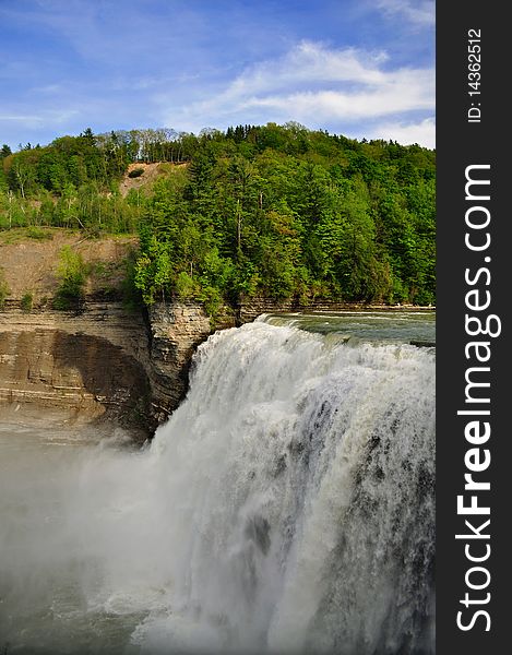 Massive waterfall in Letchworth State Park. Massive waterfall in Letchworth State Park