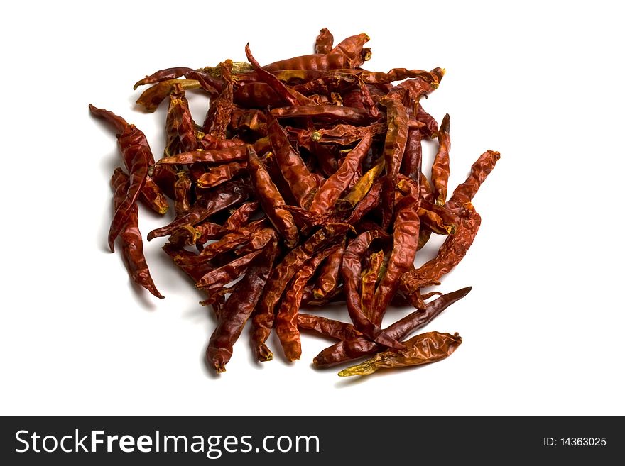 Dried red chilli isolated on white. Dried red chilli isolated on white