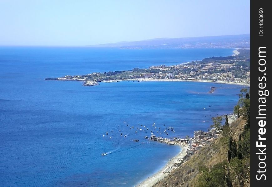 Gulf of taormina and the coast of sicily