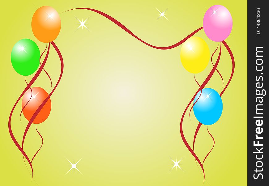 Illustrated celebration card template with balloons. Illustrated celebration card template with balloons