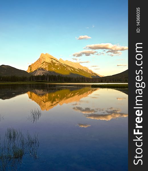 Mount rundle lake and mountain reflection in banff national park canada. Mount rundle lake and mountain reflection in banff national park canada