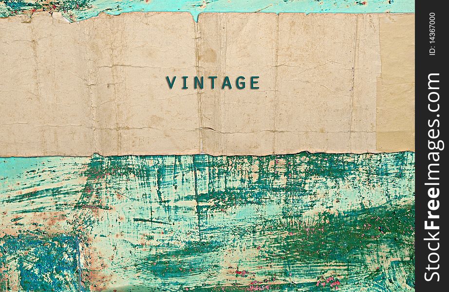 Grunge paper over aged colored wall background