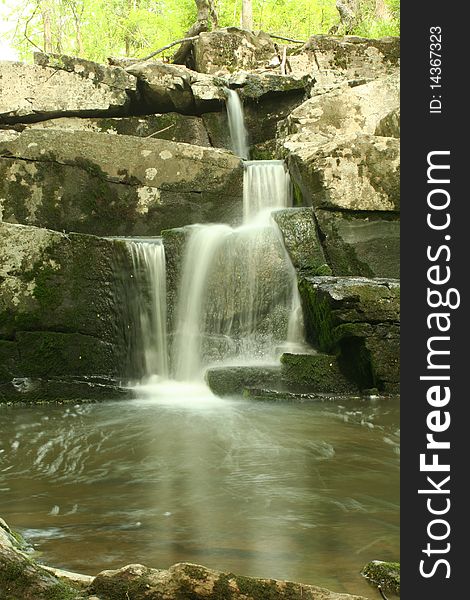 A flowing waterfall with silky water