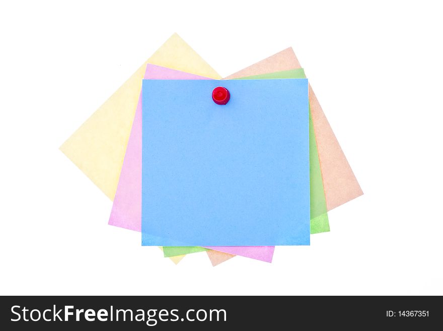 Colorful stickers with a pin isolated on white