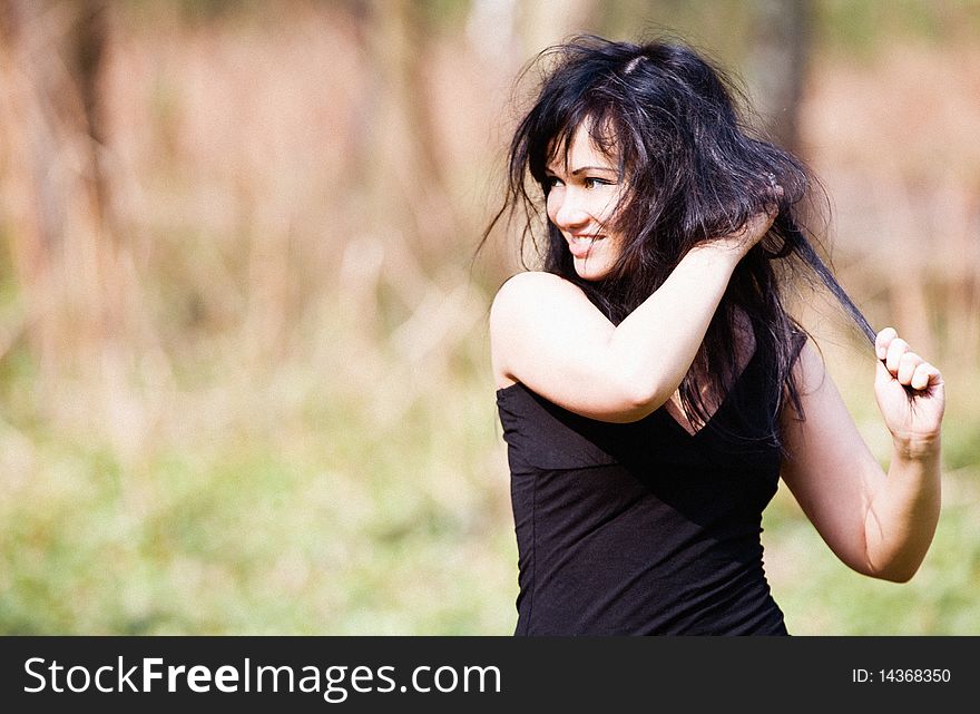 Portrait of brunette girl outside. Portrait of brunette girl outside