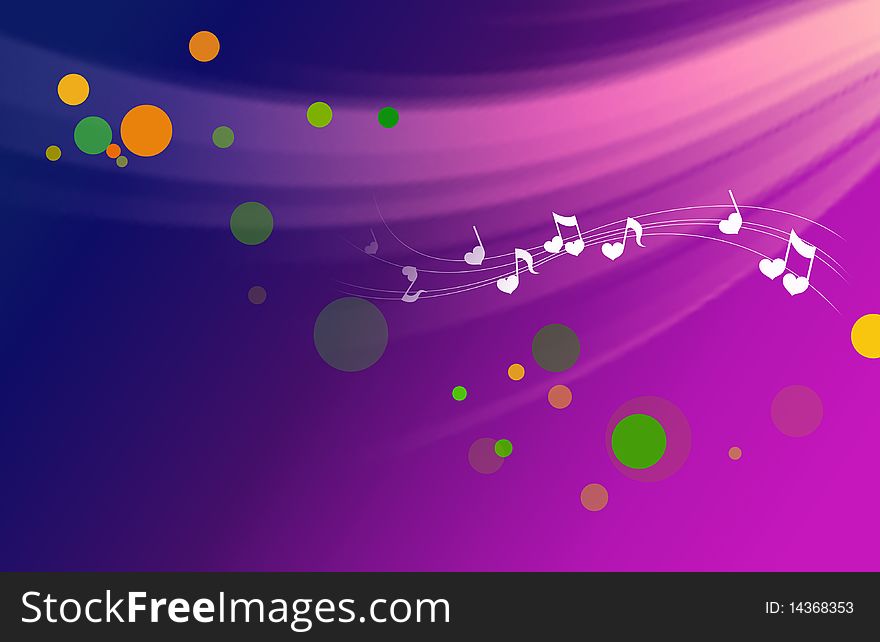 A background with music notes of large sweeping artistic wave background.