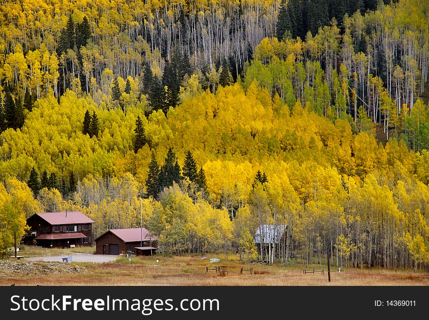 Scenic autumn landscape in Colorado rockies