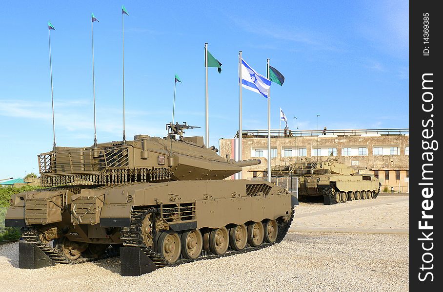 Israeli battle tanks Merkava in Israeli military Museum Latrun. Israeli battle tanks Merkava in Israeli military Museum Latrun.