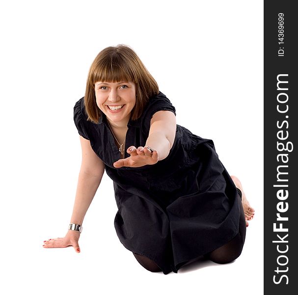 Woman having fun in studio