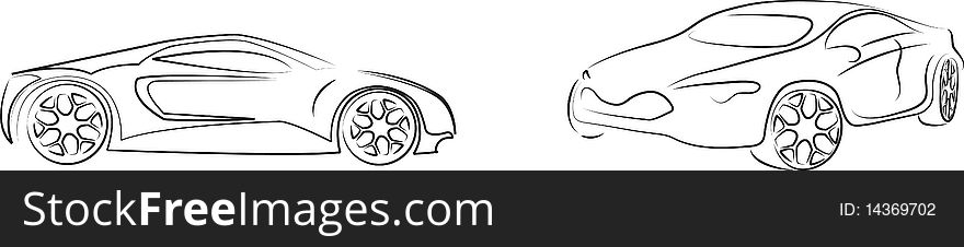 Two cars on white background illustration.