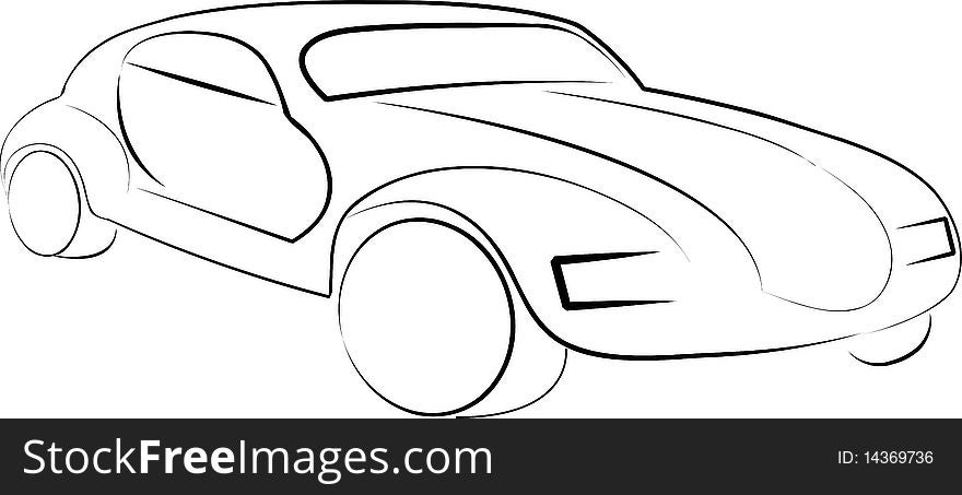 Sketch of a modern car isolated on white background. Sketch of a modern car isolated on white background.