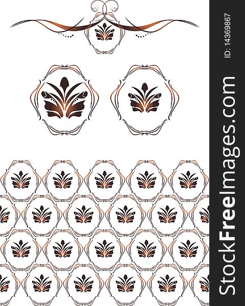 Collection of decorative elements for design. Illustration