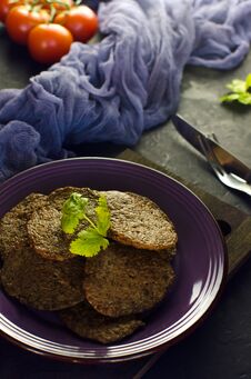 Spiced Chicken Liver Pancakes With Vegetables. Home Fried Chicken Liver Pancakes On Dark Board. Chicken Liver Side Dish Recipe. Stock Photo Spiced Chicken Liver Pancakes With Vegetables. Home Fried Chicken Liver Pancakes On Dark Board. Chicken Liver Side Dish Recipe. Stock Photo
