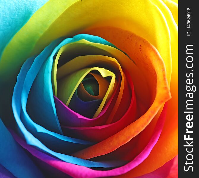 Amazing rainbow rose flower, closeup