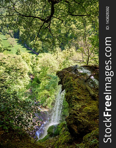 The waterfall of Bad Urach, Swabian Alb, Baden-Wuerttemberg, Germany, Europe