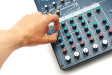 Hand And Mixing Console Stock Photos Hand And Mixing Console Stock Photos