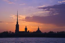 Peter And Paul Fortress At Sunset Stock Photography Peter And Paul Fortress At Sunset Stock Photography