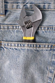 Wrench In A Blue Jean Pocket Stock Photography