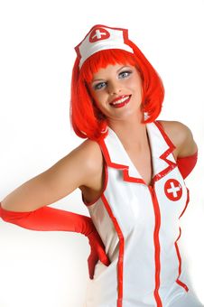 Beautiful Funny Female Doctor With Red Hair Stock Photo Beautiful Funny Female Doctor With Red Hair Stock Photo
